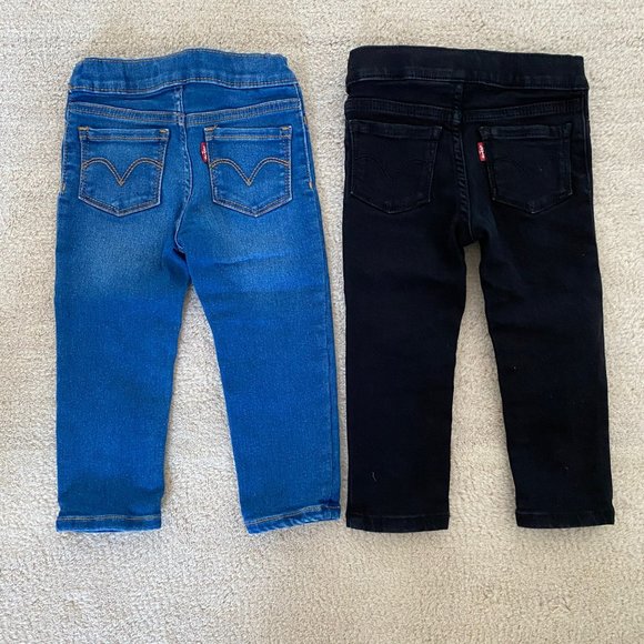 LEVIS PULL ON JEGGINGS (BLUE & BLACK PAIRS) TODDLER SIZE 2T - Picture 4 of 6